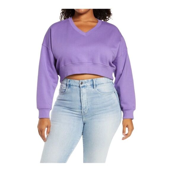 BP Nordstrom Crop V-Neck Sweatshirt NWT - Picture 1 of 8